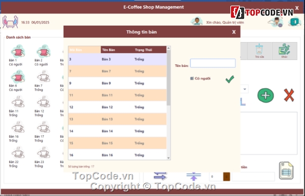 SQL Server,quản lý,quản lý cà phê,winform,coffee,cafe